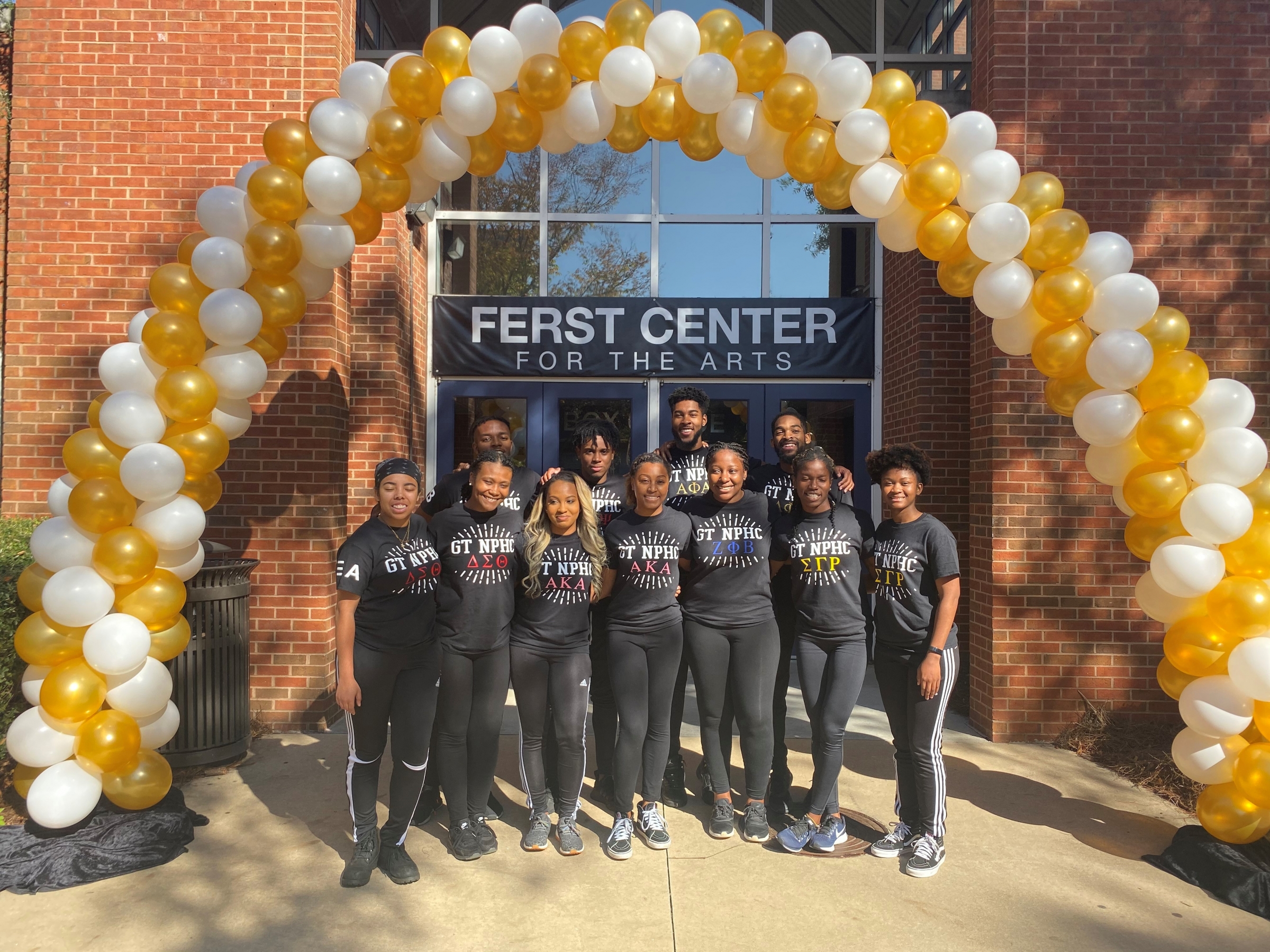 A picture of NPHC students outside the Ferst Theater.