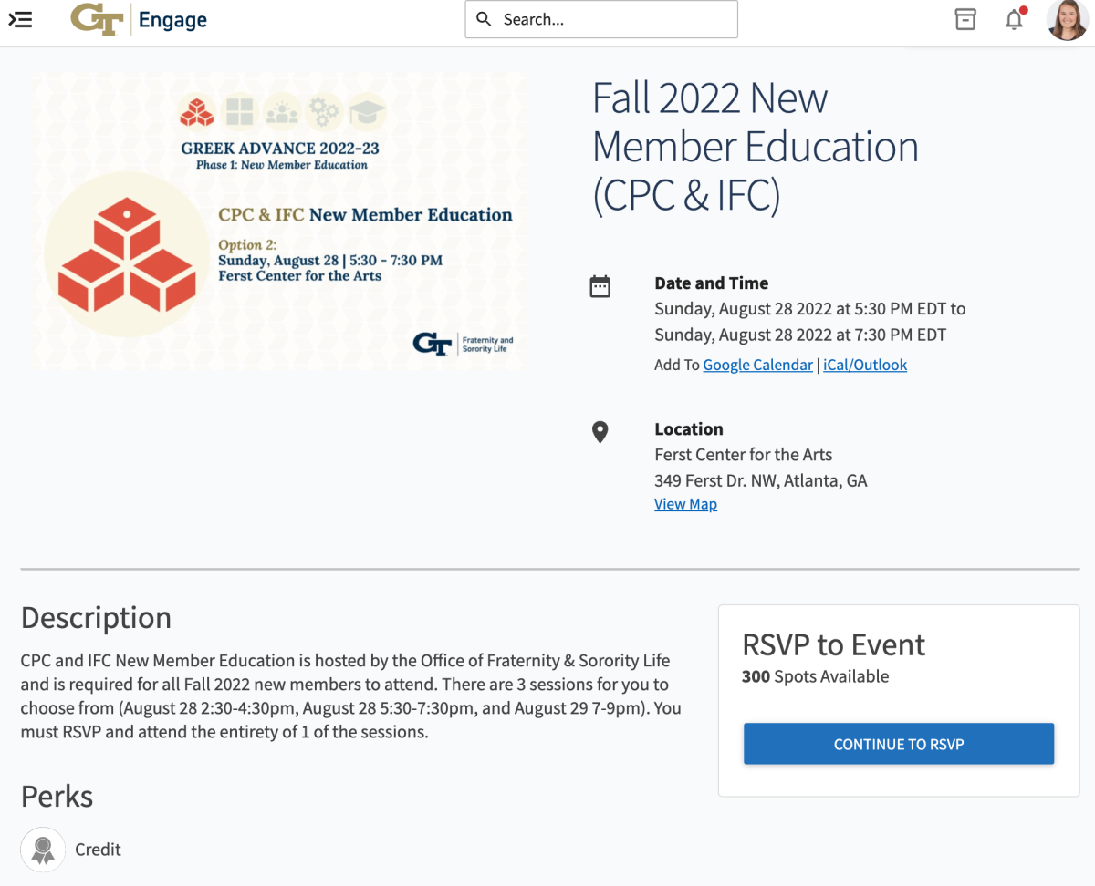 screenshot of the engage event