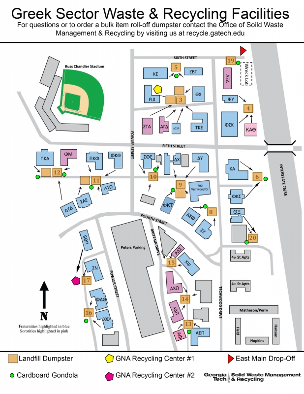 Greek Sector Map Fraternity And Sorority Life   Greek Waste Recycling Map 0 